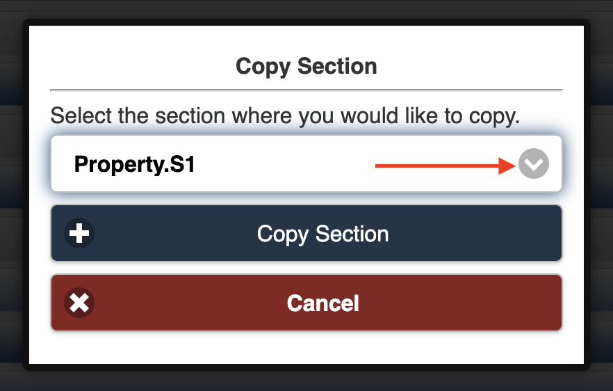 Copy Section confirmation window